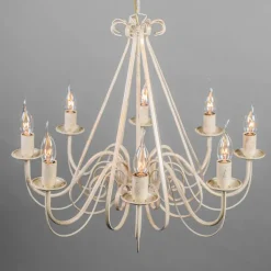 QAZQA Led-Kronleuchter|Kronleuchter*Kronleuchter beige 60 cm mit braunen Lampenschirmen - Giuseppe 8