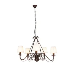 QAZQA Led-Kronleuchter|Kronleuchter*Kronleuchter braun plissiert creme Klemmkappe 5-Licht - Giuseppe