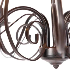 QAZQA Led-Kronleuchter|Kronleuchter*Kronleuchter braun plissiert creme Klemmkappe 5-Licht - Giuseppe