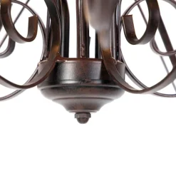 QAZQA Led-Kronleuchter|Kronleuchter*Kronleuchter braun plissiert creme Klemmkappe 5-Licht - Giuseppe