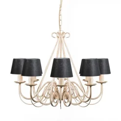 QAZQA Led-Kronleuchter|Kronleuchter*Kronleuchter creme mit Klemmkappe 12 cm schwarz - Giuseppe 8