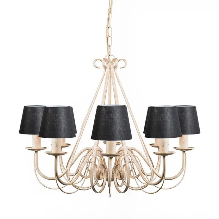 QAZQA Led-Kronleuchter|Kronleuchter*Kronleuchter creme mit Klemmkappe 12 cm schwarz - Giuseppe 8