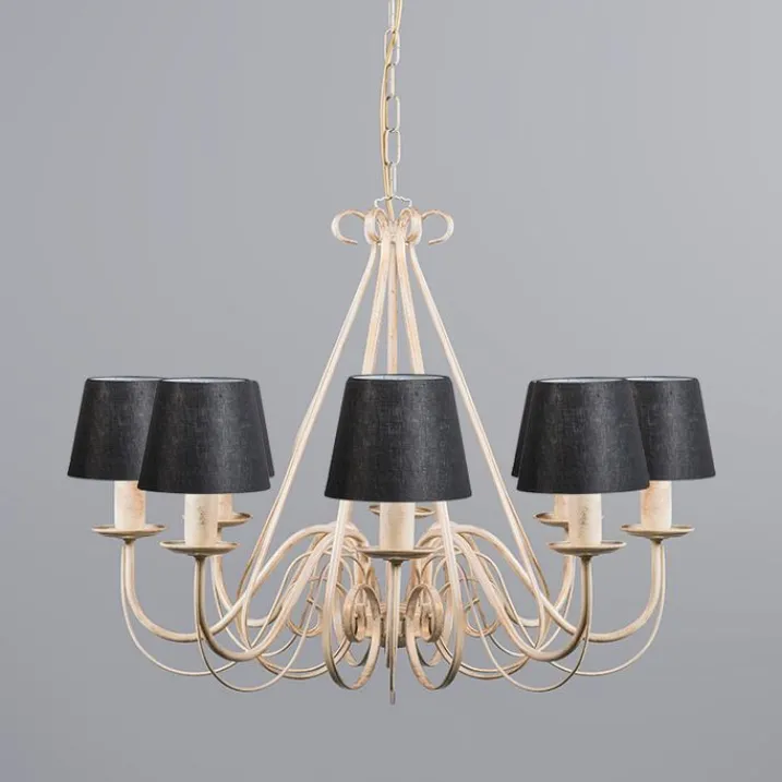 QAZQA Led-Kronleuchter|Kronleuchter*Kronleuchter creme mit Klemmkappe 12 cm schwarz - Giuseppe 8