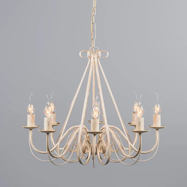 QAZQA Led-Kronleuchter|Kronleuchter*Kronleuchter creme mit Klemmkappe 12 cm schwarz - Giuseppe 8