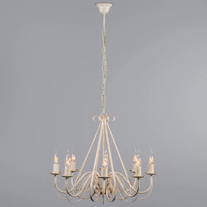 QAZQA Led-Kronleuchter|Kronleuchter*Kronleuchter creme mit Klemmkappe 12 cm schwarz - Giuseppe 8