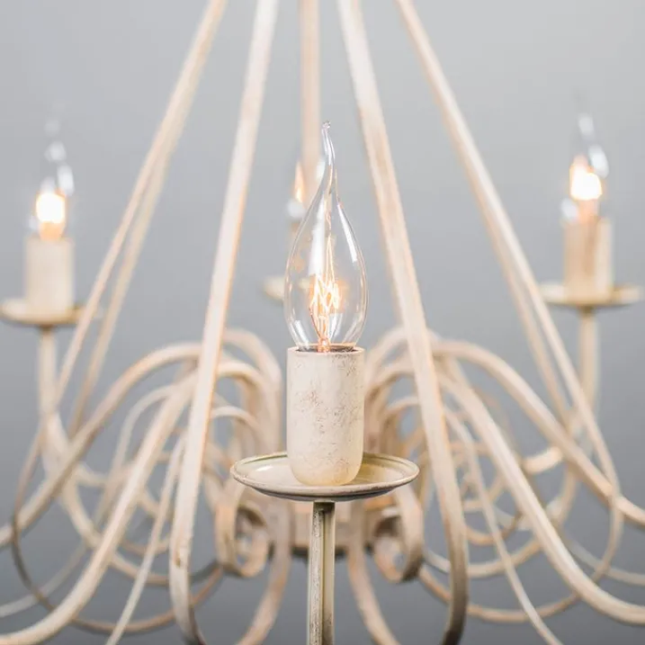 QAZQA Led-Kronleuchter|Kronleuchter*Kronleuchter creme mit Klemmkappe 12 cm schwarz - Giuseppe 8