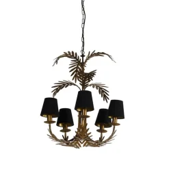 QAZQA Led-Kronleuchter|Kronleuchter*Kronleuchter Gold mit schwarzen Farbtönen 5-Licht - Botanica