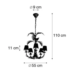 QAZQA Led-Kronleuchter|Kronleuchter*Kronleuchter Gold mit schwarzen Farbtönen 5-Licht - Botanica