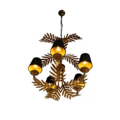 QAZQA Led-Kronleuchter|Kronleuchter*Kronleuchter Gold mit schwarzen Farbtönen 5-Licht - Botanica