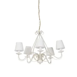 QAZQA Led-Kronleuchter|Kronleuchter*Kronleuchter weiße plissierte cremefarbene Klemmkappe 5-Licht - Giuseppe