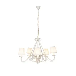 QAZQA Led-Kronleuchter|Kronleuchter*Kronleuchter weiße plissierte cremefarbene Klemmkappe 5-Licht - Giuseppe