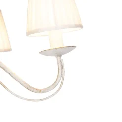 QAZQA Led-Kronleuchter|Kronleuchter*Kronleuchter weiße plissierte cremefarbene Klemmkappe 5-Licht - Giuseppe