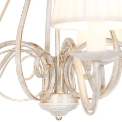 QAZQA Led-Kronleuchter|Kronleuchter*Kronleuchter weiße plissierte cremefarbene Klemmkappe 5-Licht - Giuseppe