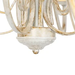 QAZQA Led-Kronleuchter|Kronleuchter*Kronleuchter weiße plissierte cremefarbene Klemmkappe 5-Licht - Giuseppe