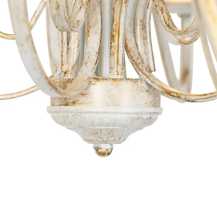 QAZQA Led-Kronleuchter|Kronleuchter*Kronleuchter weiße plissierte cremefarbene Klemmkappe 5-Licht - Giuseppe