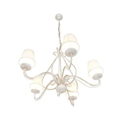 QAZQA Led-Kronleuchter|Kronleuchter*Kronleuchter weiße plissierte cremefarbene Klemmkappe 5-Licht - Giuseppe