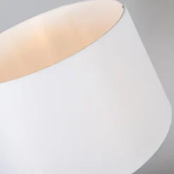 QAZQA Tischlampen|Esszimmerlampen*Kupfer Tischlampe mit Schirm weiß 35 cm verstellbar - Parte