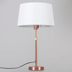 QAZQA Tischlampen|Esszimmerlampen*Kupfer Tischlampe mit Schirm weiß 35 cm verstellbar - Parte