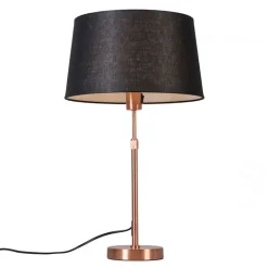 QAZQA Tischlampen|Wohnzimmerlampen*Kupfer Tischlampe mit Schirm schwarz 35 cm verstellbar - Parte