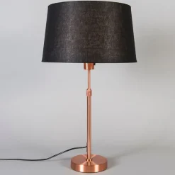 QAZQA Tischlampen|Wohnzimmerlampen*Kupfer Tischlampe mit Schirm schwarz 35 cm verstellbar - Parte