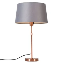 QAZQA Tischlampen|Wohnzimmerlampen*Kupfertischlampe mit Schirm grau 35 cm verstellbar - Parte