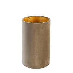 QAZQA Lampenschirme|Esszimmerlampen*Lampenschirm aus Velours taupe mit goldener Innenausstattung 15/15/25