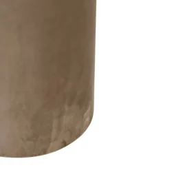 QAZQA Lampenschirme|Esszimmerlampen*Lampenschirm aus Velours taupe mit goldener Innenausstattung 15/15/25