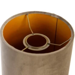 QAZQA Lampenschirme|Esszimmerlampen*Lampenschirm aus Velours taupe mit goldener Innenausstattung 15/15/25