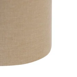 QAZQA Lampenschirme*Lampenschirm Stoff hellbraun rund 18/18/14