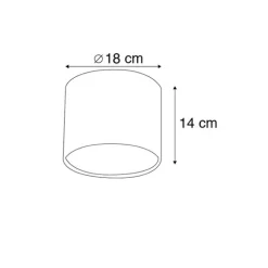 QAZQA Lampenschirme*Lampenschirm Stoff hellbraun rund 18/18/14