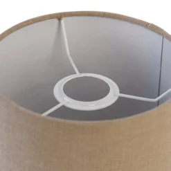 QAZQA Lampenschirme*Lampenschirm Stoff hellbraun rund 18/18/14