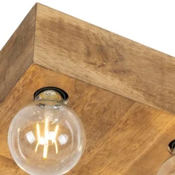 QAZQA Aufbaustrahler|Deckenstrahler*Land Deckenleuchte dunkles Holz 4-Licht - Block