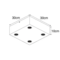 QAZQA Aufbaustrahler|Deckenstrahler*Land Deckenleuchte dunkles Holz 4-Licht - Block