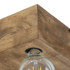 QAZQA Aufbaustrahler|Deckenstrahler*Land Deckenleuchte dunkles Holz 4-Licht - Block