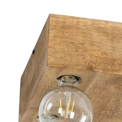 QAZQA Aufbaustrahler|Deckenstrahler*Land Deckenleuchte dunkles Holz 4-Licht - Block