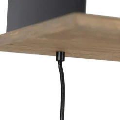 QAZQA Pendelleuchten|Wohnzimmerlampen*Land Hängelampe schwarz mit Holz 5-Licht - Flair