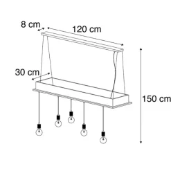 QAZQA Pendelleuchten|Wohnzimmerlampen*Land Hängelampe schwarz mit Holz 5-Licht - Flair