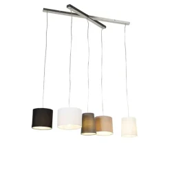 QAZQA Schlafzimmerlampen|Küchenlampen*Land Hängelampe Stahl 5-Licht - Hermina