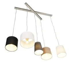 QAZQA Schlafzimmerlampen|Küchenlampen*Land Hängelampe Stahl 5-Licht - Hermina