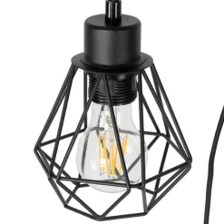 QAZQA Stehlampen|Wohnzimmerlampen*Land Stehlampe schwarz mit Holz 2-Licht - Chon