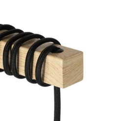 QAZQA Stehlampen|Wohnzimmerlampen*Land Stehlampe schwarz mit Holz 2-Licht - Chon