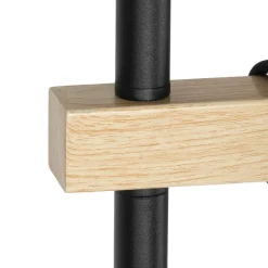 QAZQA Stehlampen|Wohnzimmerlampen*Land Stehlampe schwarz mit Holz 2-Licht - Chon