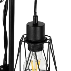 QAZQA Stehlampen|Wohnzimmerlampen*Land Stehlampe schwarz mit Holz 2 Lichter mit Schatten - Dami Frame