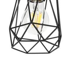 QAZQA Stehlampen|Wohnzimmerlampen*Land Stehlampe schwarz mit Holz 2 Lichter mit Schatten - Dami Frame