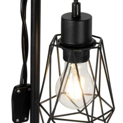 QAZQA Stehlampen|Wohnzimmerlampen*Land Stehlampe schwarz mit Holz 2 Lichter mit Schatten - Dami Frame