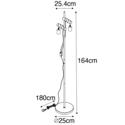 QAZQA Stehlampen|Wohnzimmerlampen*Land Stehlampe schwarz mit Holz 2-Licht - Dami
