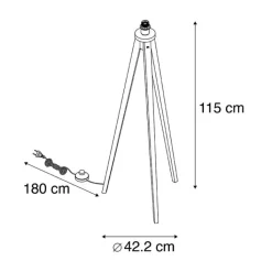 QAZQA Leuchten Ohne Schirm|Stehlampen*Land Stehlampe Stativ natürlich - Tripod Classic