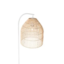 QAZQA Schlafzimmerlampen|Küchenlampen*Land Stehlampe weiß mit Rattan - Sam