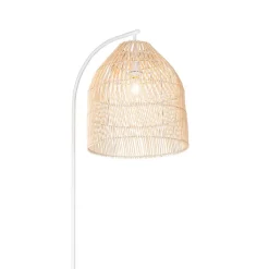 QAZQA Schlafzimmerlampen|Küchenlampen*Land Stehlampe weiß mit Rattan - Sam