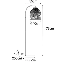 QAZQA Schlafzimmerlampen|Küchenlampen*Land Stehlampe weiß mit Rattan - Sam